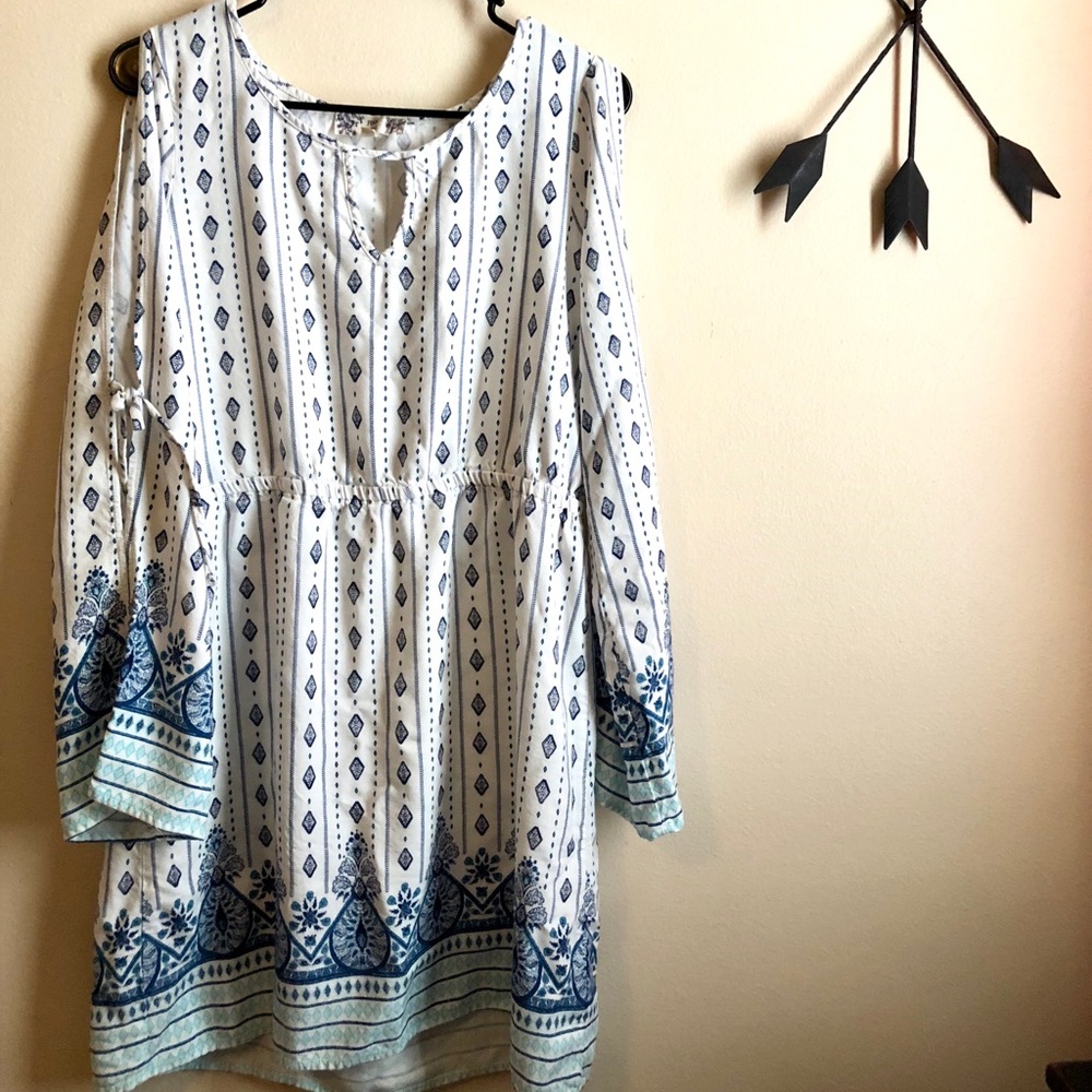 Blue and white dress